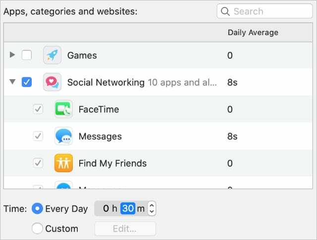 Festlegen eines App-Limits für soziale Netzwerke in Bildschirmzeit