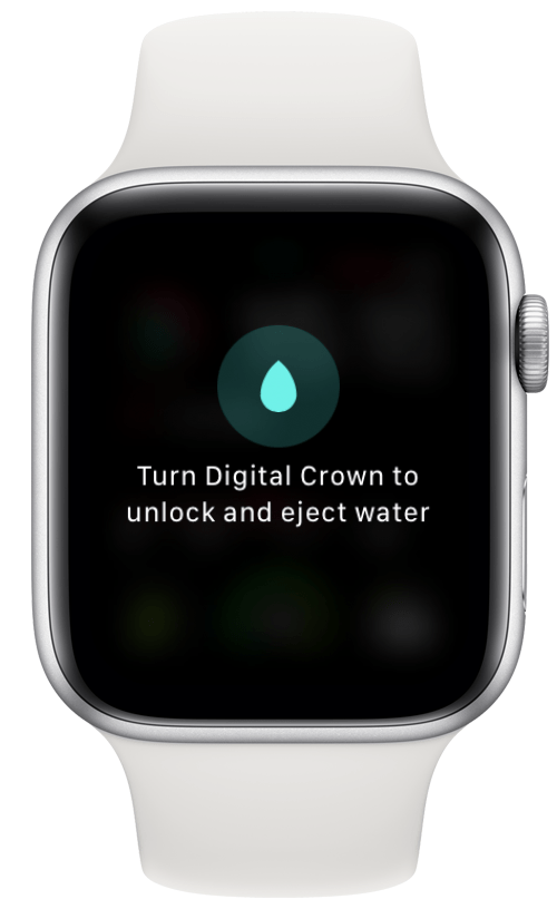 अपने डिस्प्ले को अनलॉक करने और स्पीकर से पानी निकालने के लिए डिजिटल क्राउन को चालू करें