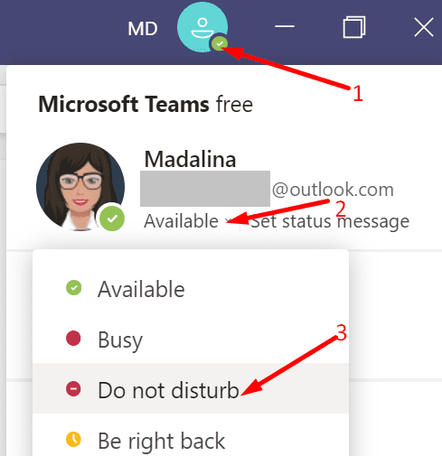 Microsoft-teams forstyrrer ikke status