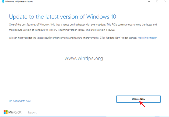 Asistentul de actualizare Windows 10