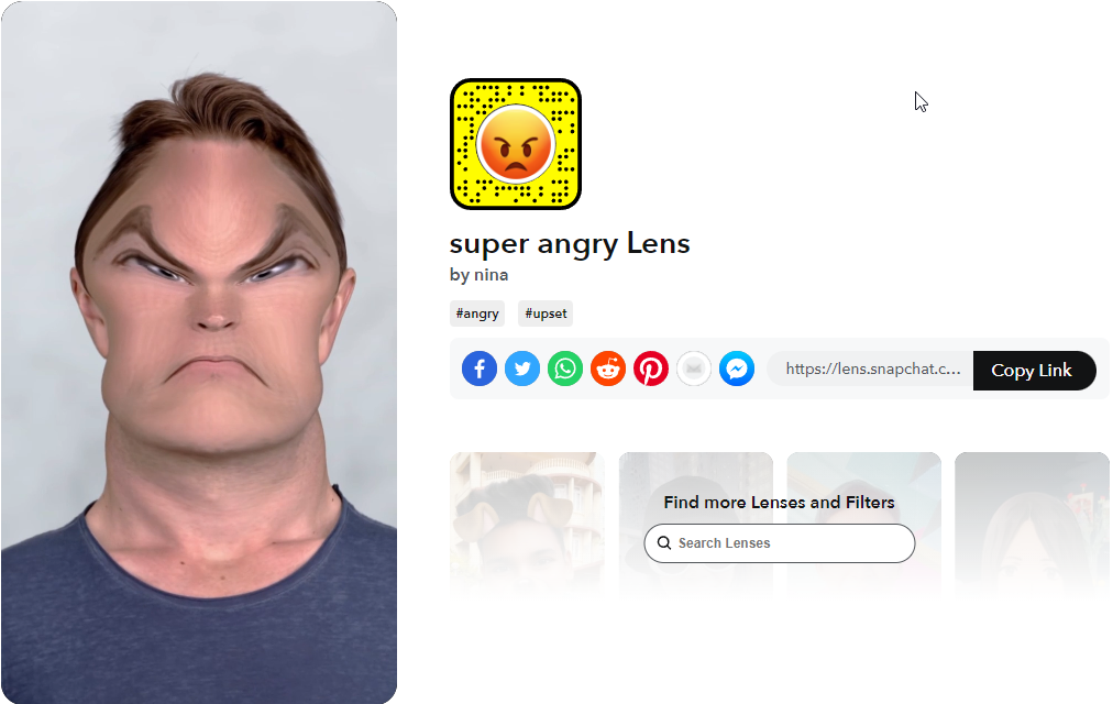 Snapchat leće Super ljuta leća by nina