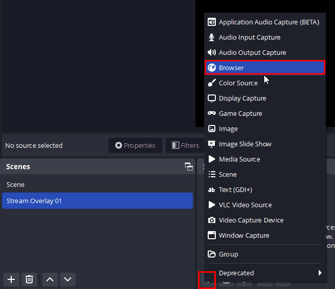 Een browserbron toevoegen aan OBS