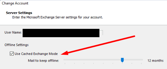 mode d'échange mis en cache Outlook