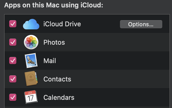 приложения на этом Mac с помощью iCloud