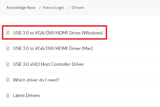 USB 3.0 kuni VGA, DVI, HDMI draiver (Windows)