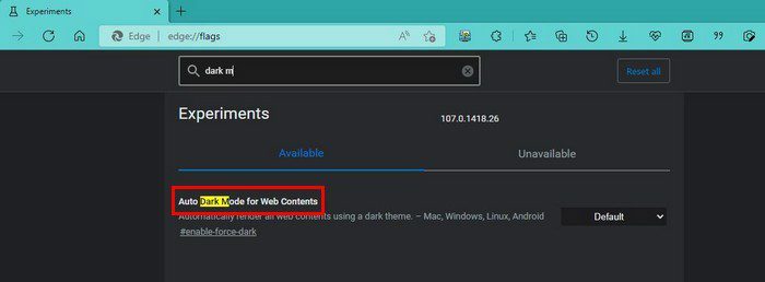 Пометить Edge Dark Mode