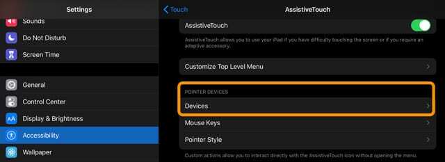 seleccione un mouse en la configuración de accesibilidad en dispositivos de puntero