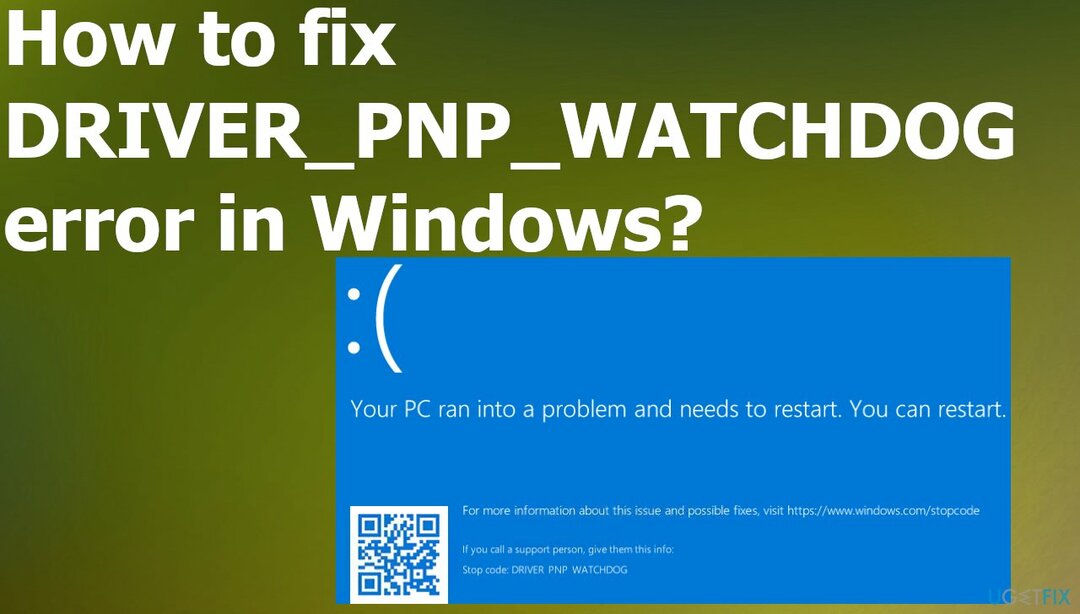 Error de DRIVER_PNP_WATCHDOG