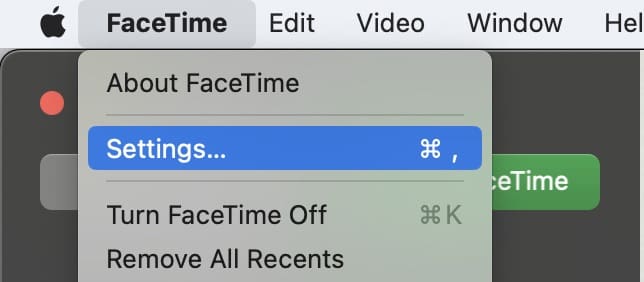 Toolbar untuk FaceTime