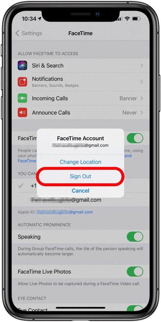 Πατήστε για να αποσυνδεθείτε από το FaceTime στο iPhone σας