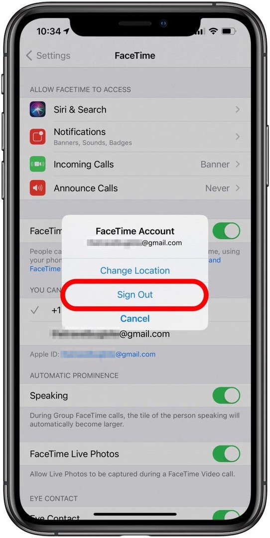 შეეხეთ iPhone-ზე FaceTime-დან გამოსასვლელად