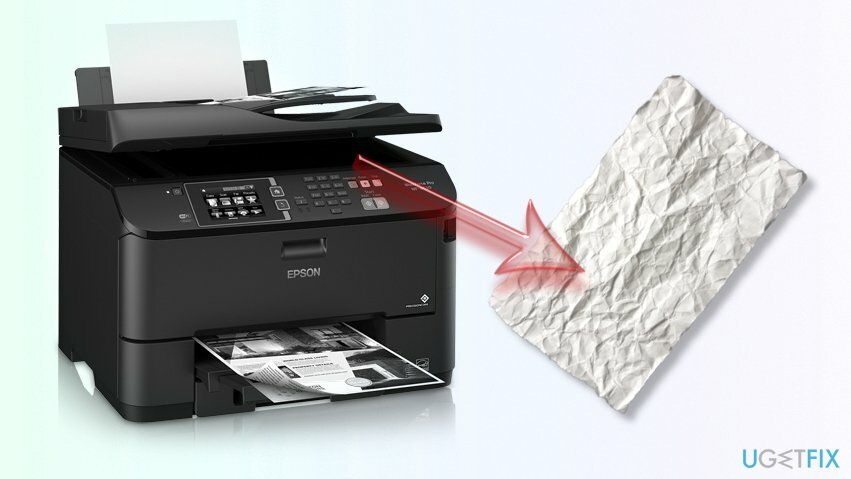 Удалите замятую бумагу из принтера Epson