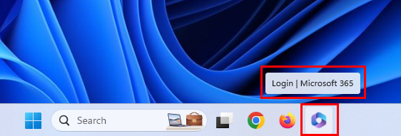 टास्कबार पर Microsoft 365 वेब ऐप लॉग इन करें