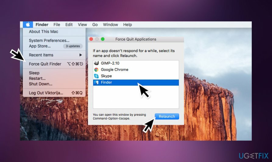 Paksa keluar dari Finder