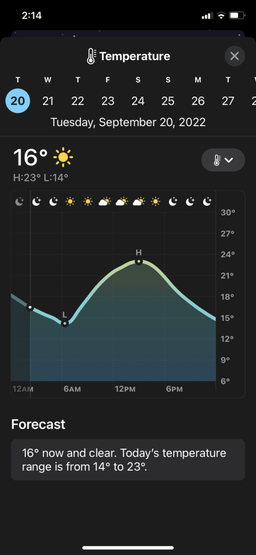 iOS 16 laikapstākļu lietotne Jaunu atjauninājumu temperatūra