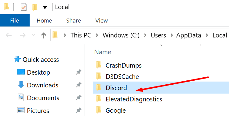 discord cartella appdata locale