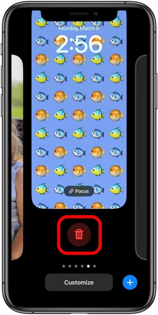 tik op het verwijderpictogram om een ​​achtergrond op ios 16 te verwijderen