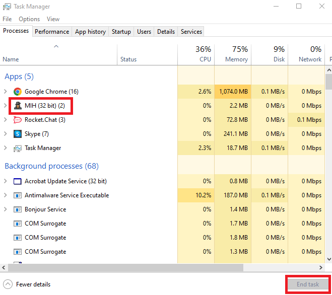 Avsluta Task VPN eller Proxy-verktyg - Task Manager