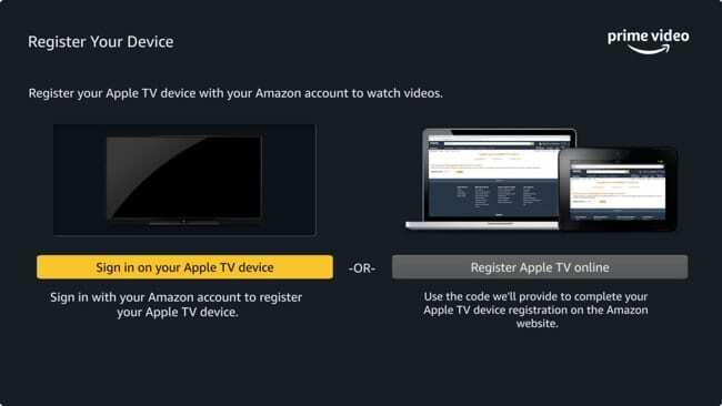 Зарегистрируйте Apple TV на Amazon Prime