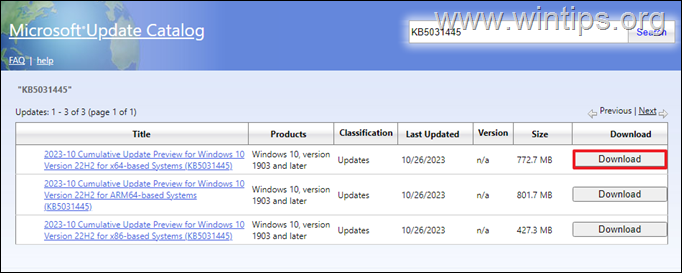 FIX: KB5031356 telepítési hiba 0x8007000D