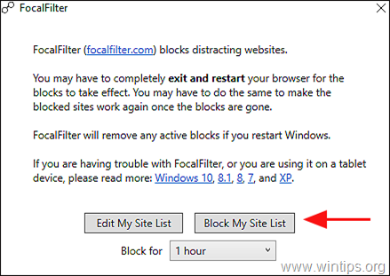 Blokiraj moju web stranicu - FocalFilter