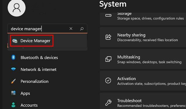 Windows 11 Device Manager -haku