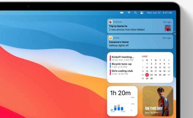 مركز الإعلام في macOS Big Sur