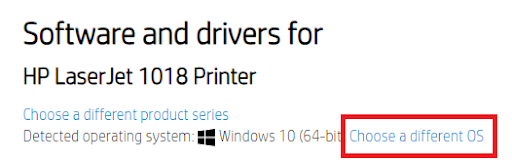 Scegli un sistema operativo diverso per scaricare il driver della stampante HP Laserjet 1018