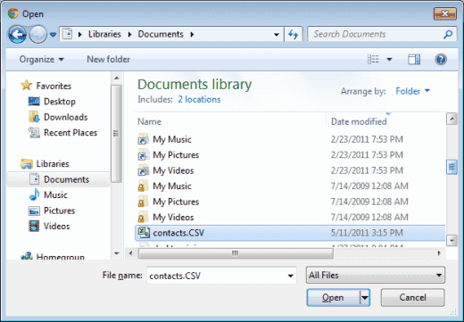 Seleccionar archivo CSV