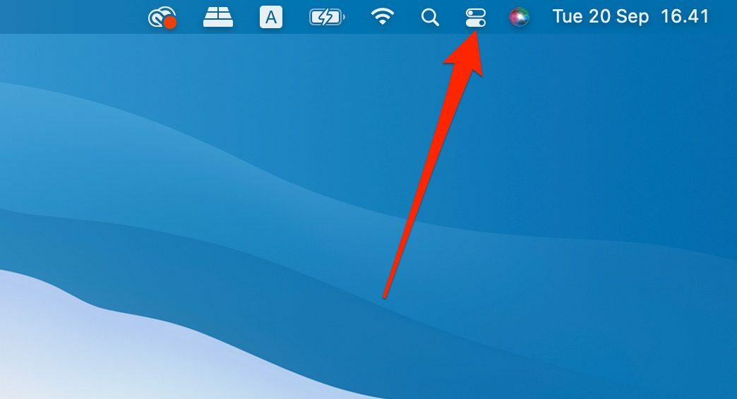 Skärmdump som visar kontrollcentret på Mac