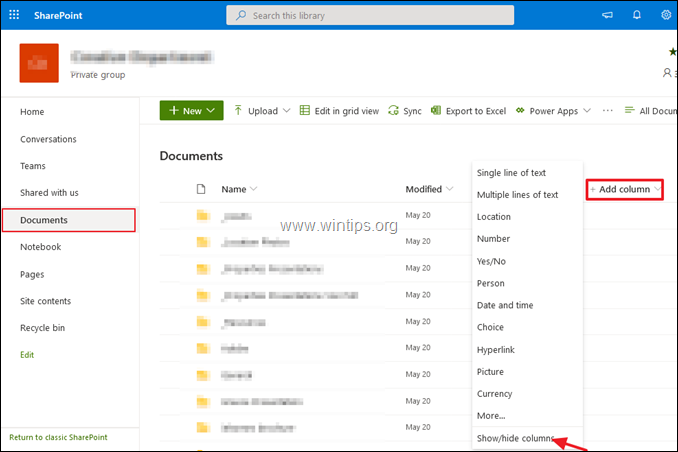 Come visualizzare la dimensione dei file in SharePoint Online.