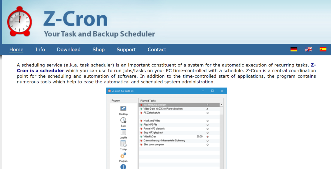 Z-Cron – bezplatné aplikace Windows Scheduler Apps