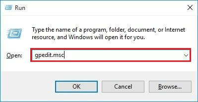 kirjoita gpedit.msc Run-apuohjelmaan