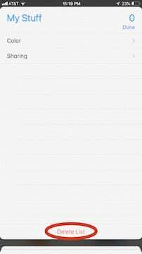 Supprimer la liste dans les rappels sur iPhone.