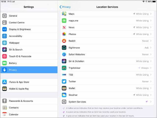 Controlli sulla privacy in iOS 13