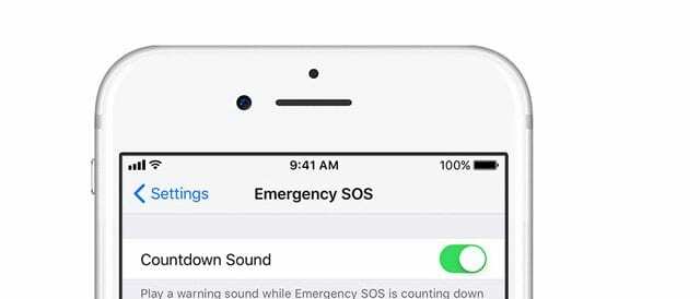 صوت العد التنازلي للطوارئ على iPhone