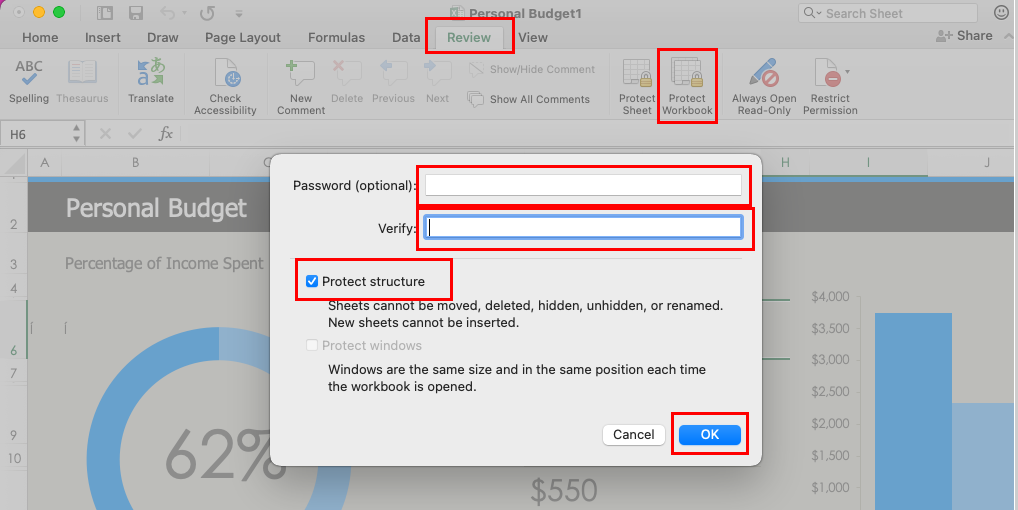 Proteger con contraseña de Excel usando Protect Workbook