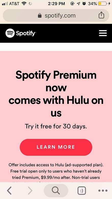 Spotify iOS - प्रीमियम खरीदें