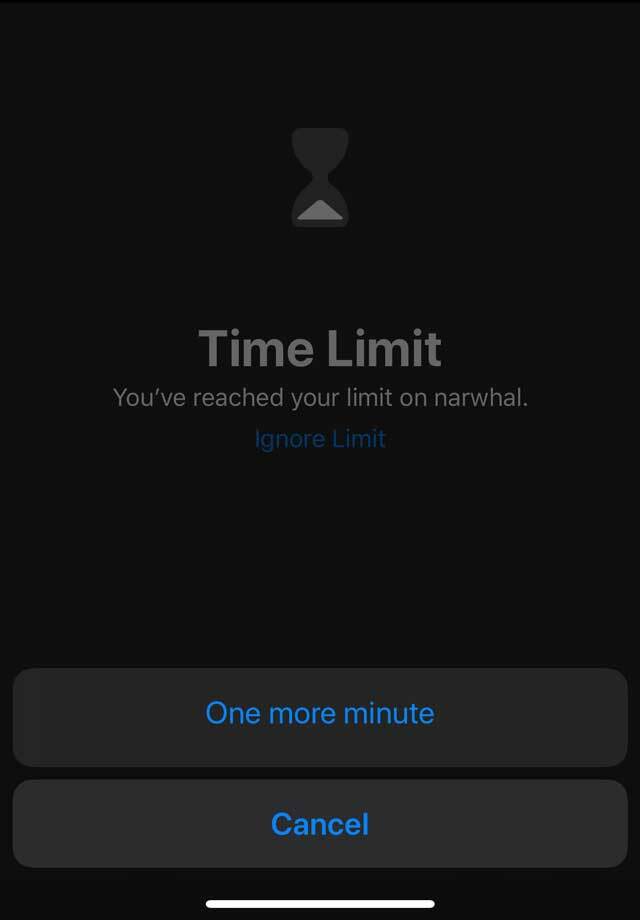 nog een minuut functie in Screen Time voor iOS 13 en iPadOS