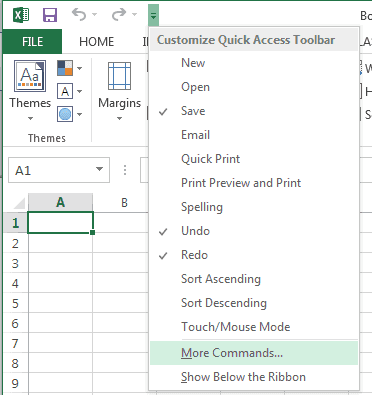 Excel-Option Weitere Befehle