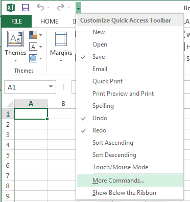 Επιλογή Excel More Commands