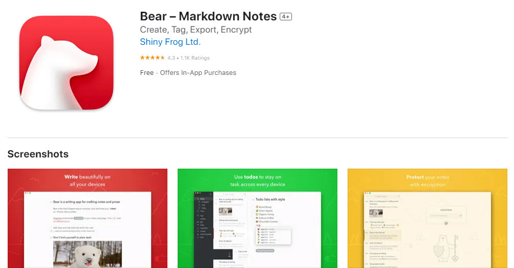 Muistiinpanojen tekeminen Bearissä – Markdown Notes