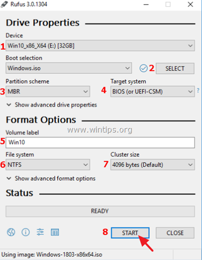 Windows 10 RUFUS USB-MBR