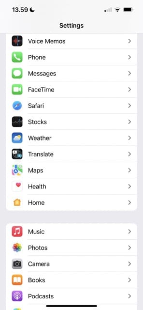 Nastavení Safari iOS Snímek obrazovky