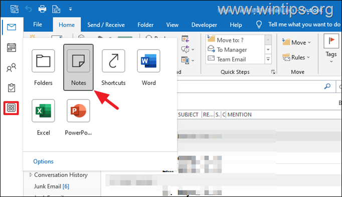 כיצד לגשת ל- Sticky Notes באפליקציית שולחן העבודה של Outlook: