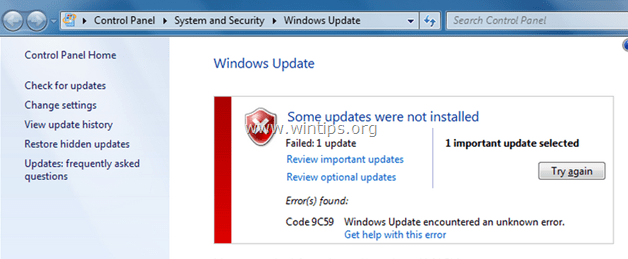 Fehlercode 9c59 Internet Explorer Installation fehlgeschlagen