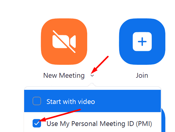 start zoom meeting met persoonlijke meeting ID