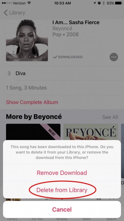 come rimuovere la musica da iPhone