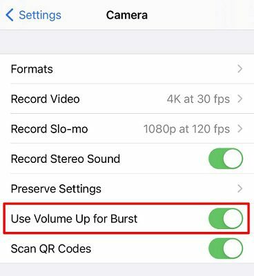 Ρυθμίσεις use-volume-up-for-burst-iphone