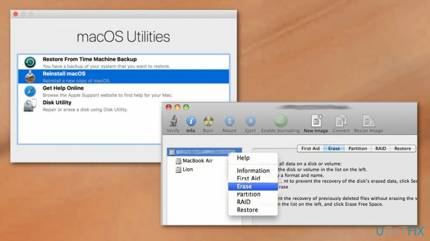 Options de redémarrage de MacOS